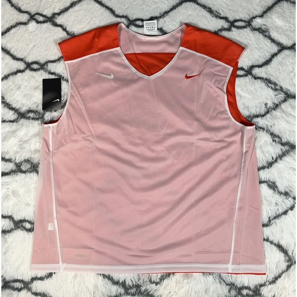 NIKE Team Dri-FIT Reversible Pinnie Practice Jersey Orange White Mens Sz S *NEW* - Picture 2 of 8